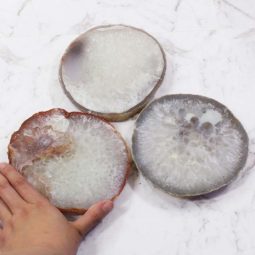 Sliced Thick Agate Crystal Plate 3 Piece Set J1313 | Himalayan Salt Factory