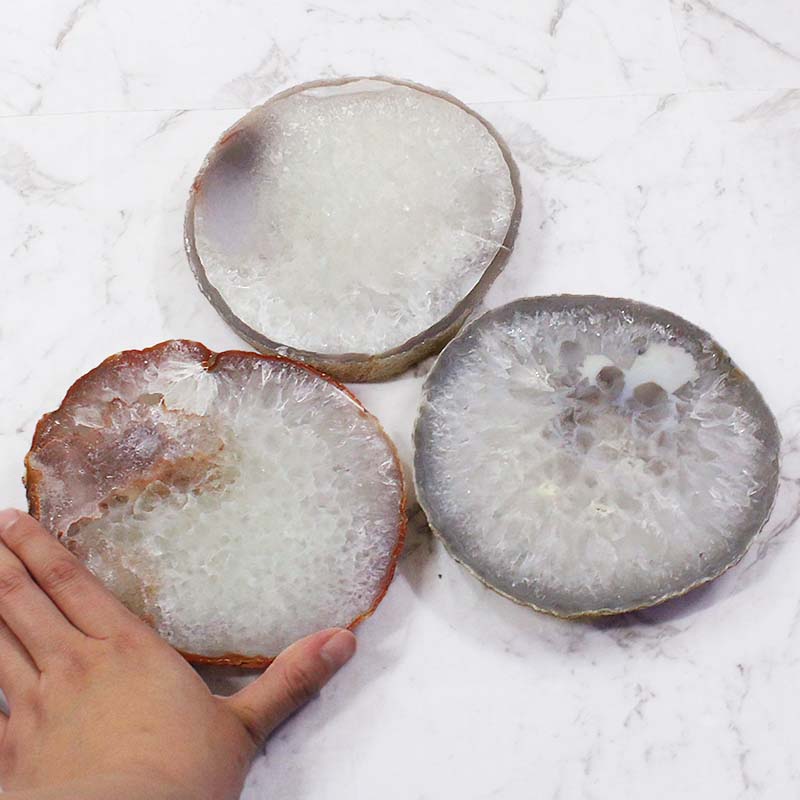 1.98kg Sliced Thick Agate Crystal Plate 3 Piece Set J1313 3 Sliced Thick Agate Crystal Plate 3 Piece Set J1313 | Himalayan Salt Factory