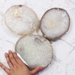 Sliced Thick Agate Crystal Plate 3 Piece Set J1314 | Himalayan Salt Factory