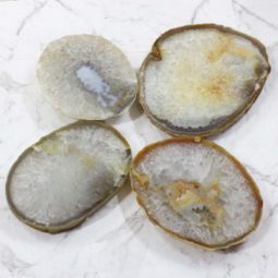 Sliced Thick Agate Crystal Plate 4 Piece Set J1315-1 | Himalayan Salt Factory