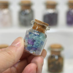 Wishing Bottle Set with Crystal Chips 6 Wishing Bottle Set with Crystal Chips | Himalayan Salt Factory