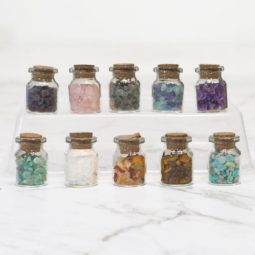 Wishing Bottle Set with Crystal Chips 7 Wishing Bottle Set with Crystal Chips | Himalayan Salt Factory