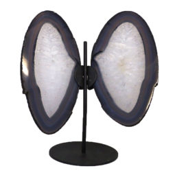 Agate Crystal Butterfly Slices on Metal Stand J1475 | Himalayan Salt Factory
