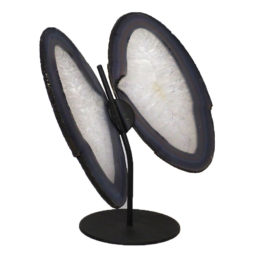Agate Crystal Butterfly Slices on Metal Stand J1475 | Himalayan Salt Factory