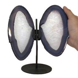 Agate Crystal Butterfly Slices on Metal Stand J1475 | Himalayan Salt Factory