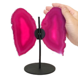 Agate Crystal Butterfly Slices on Metal Stand S789 7 Agate Crystal Butterfly Slices on Metal Stand S789 | Himalayan Salt Factory