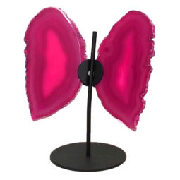 Agate Crystal Butterfly Slices on Metal Stand S789 | Himalayan Salt Factory