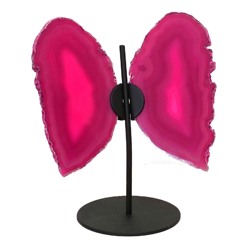 Agate Crystal Butterfly Slices on Metal Stand S789 4 Agate Crystal Butterfly Slices on Metal Stand S789 | Himalayan Salt Factory