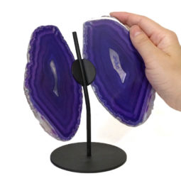 Agate Crystal Butterfly Slices on Metal Stand S791 6 Agate Crystal Butterfly Slices on Metal Stand S791 | Himalayan Salt Factory