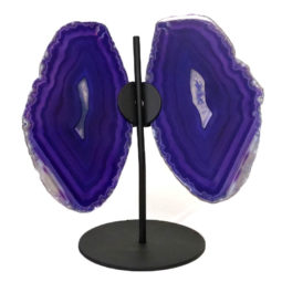 Agate Crystal Butterfly Slices on Metal Stand S791 | Himalayan Salt Factory