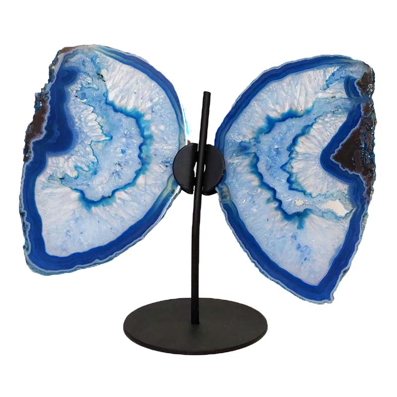Agate Crystal Butterfly Slices on Metal Stand S792 4 Agate Crystal Butterfly Slices on Metal Stand S792 | Himalayan Salt Factory