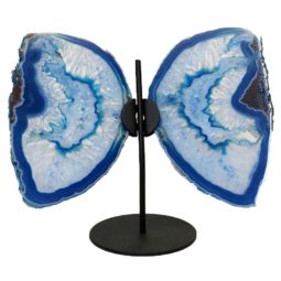 Agate Crystal Butterfly Slices on Metal Stand S792 | Himalayan Salt Factory