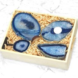 Blue Agate Crystal Box Gift Set | Himalayan Salt Factory