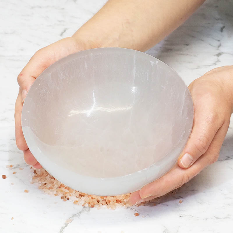 Selenite Round Bowl - Large 4 Selenite Round Bowl - Large | Himalayan Salt Factory