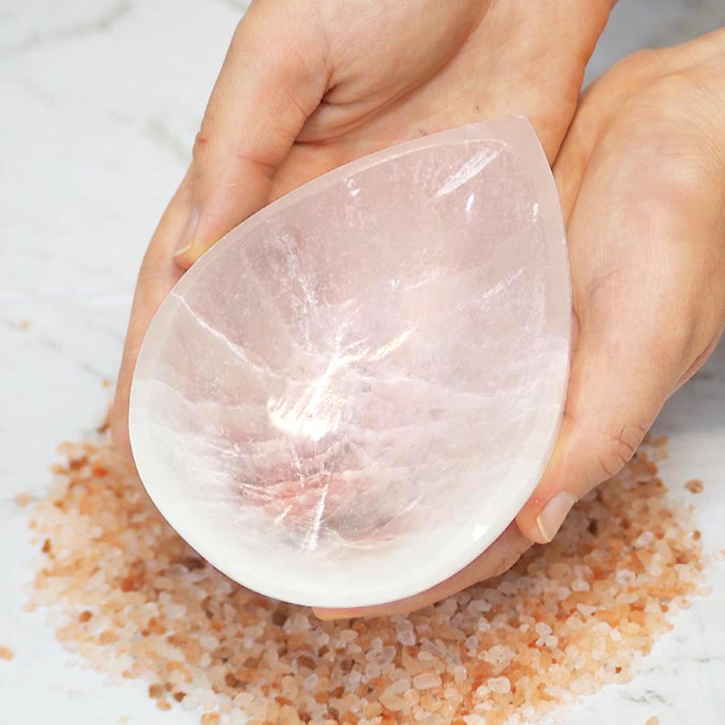 Selenite Teardrop Bowl 4 Selenite Teardrop Bowl | Himalayan Salt Factory