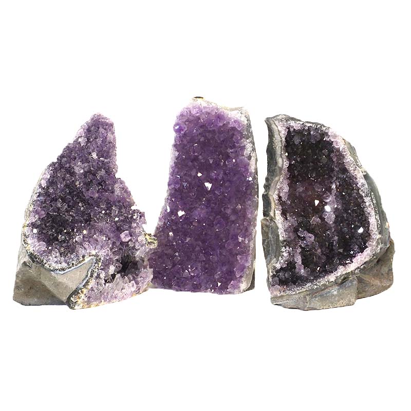 0.88kg Amethyst Crystal Geode Specimen Set 3 Pieces J1597 3 Amethyst Crystal Geode Specimen Set 2 Pieces J1597 | Himalayan Salt Factory