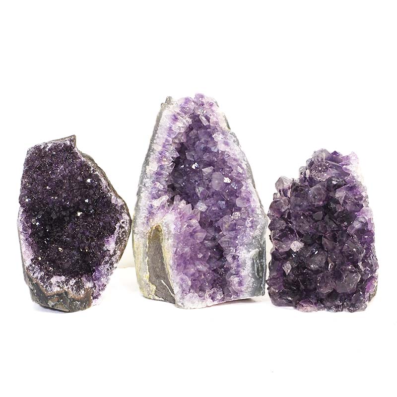 1.4kg Amethyst Crystal Geode Specimen Set 3 Pieces J1634 3 Amethyst Crystal Geode Specimen Set 2 Pieces J1634 | Himalayan Salt Factory