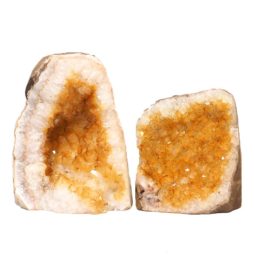Citrine Crystal Geode Specimen Set 2 Pieces J1638 | Himalayan Salt Factory
