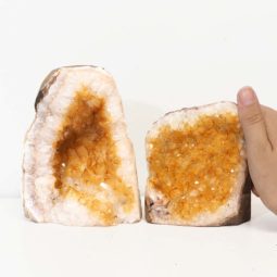 Citrine Crystal Geode Specimen Set 2 Pieces J1638 | Himalayan Salt Factory