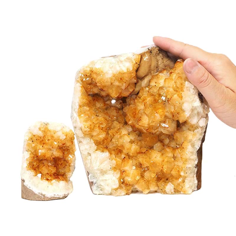 2.99kg Citrine Crystal Geode Specimen Set 2 Pieces DS527 4 Natural Citrine Geode Specimen Set 2 Pieces DS527 | Himalayan Salt Factory