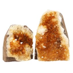 Natural Citrine Geode Specimen Set 2 Pieces DS530 | Himalayan Salt Factory