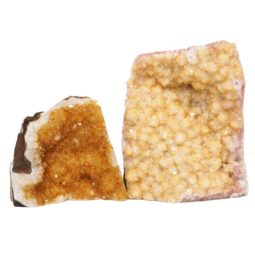 Natural Citrine Geode Specimen Set 2 Pieces S686 | Himalayan Salt Factory