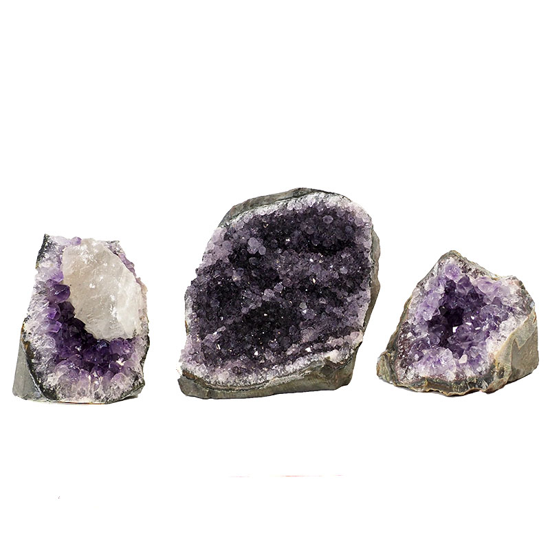 0.97kg Amethyst Crystal Geode Specimen Set 3 Pieces P125 3 Amethyst Crystal Geode Specimen Set 2 Pieces P125 | Himalayan Salt Factory