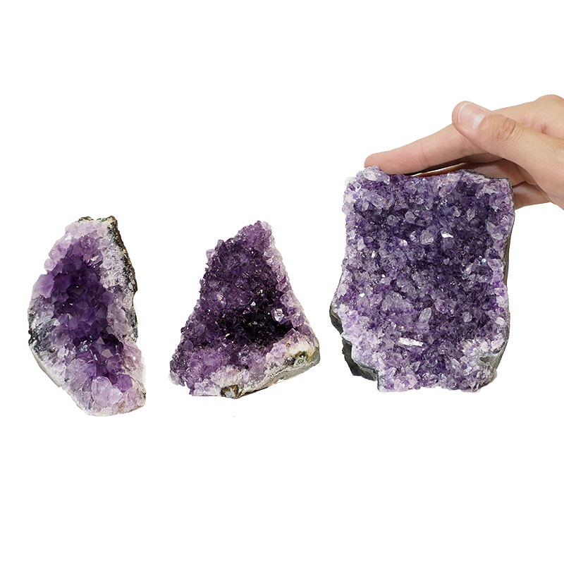 1.56kg Amethyst Crystal Geode Specimen Set 3 Pieces P55 4 Amethyst Crystal Geode Specimen Set 2 Pieces P55 | Himalayan Salt Factory