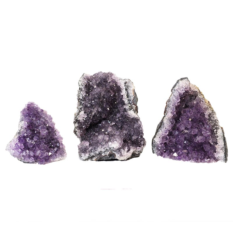 1.37kg Amethyst Crystal Geode Specimen Set 3 Pieces P75 3 Amethyst Crystal Geode Specimen Set 2 Pieces P75 | Himalayan Salt Factory