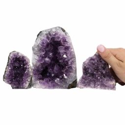 Amethyst Crystal Geode Specimen Set 3 Pieces J1689 | Himalayan Salt Factory
