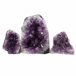Amethyst Crystal Geode Specimen Set 3 Pieces J1689 | Himalayan Salt Factory