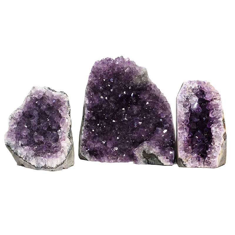 1.45kg Amethyst Crystal Geode Specimen Set 3 Pieces J1693 3 Amethyst Crystal Geode Specimen Set 3 Pieces J1693 | Himalayan Salt Factory