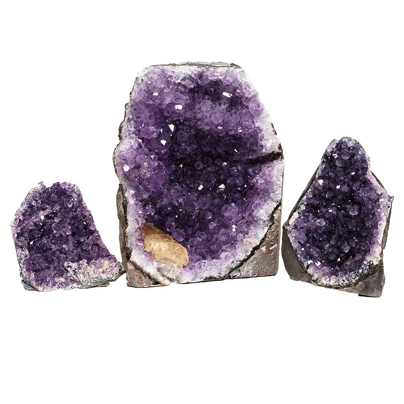 1.34kg Amethyst Crystal Geode Specimen Set 3 Pieces J1694 3 Amethyst Crystal Geode Specimen Set 3 Pieces J1694 | Himalayan Salt Factory