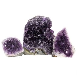 Amethyst Crystal Geode Specimen Set 3 Pieces J1695 | Himalayan Salt Factory