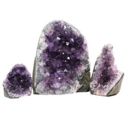 Amethyst Crystal Geode Specimen Set 3 Pieces J1696 | Himalayan Salt Factory