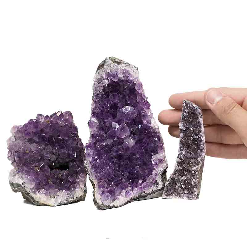 1.09kg Amethyst Crystal Geode Specimen Set 3 Pieces P204 4 Amethyst Crystal Geode Specimen Set 3 Pieces P204 | Himalayan Salt Factory