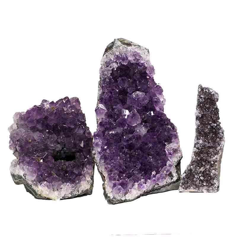 1.09kg Amethyst Crystal Geode Specimen Set 3 Pieces P204 3 Amethyst Crystal Geode Specimen Set 3 Pieces P204 | Himalayan Salt Factory