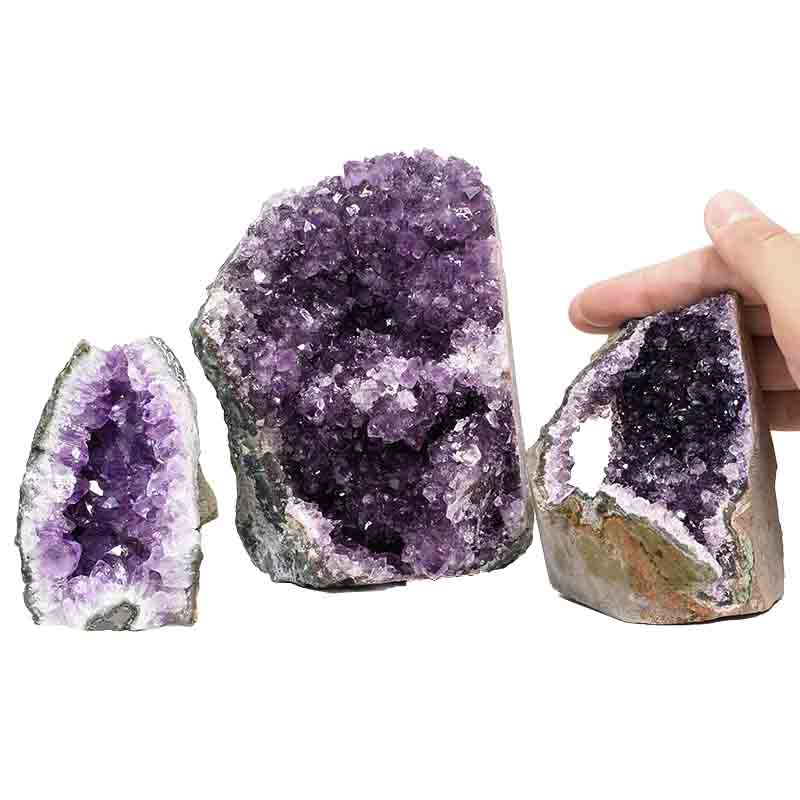 1.59kg Amethyst Crystal Geode Specimen Set 3 Pieces P215 4 Amethyst Crystal Geode Specimen Set 3 Pieces P215 | Himalayan Salt Factory