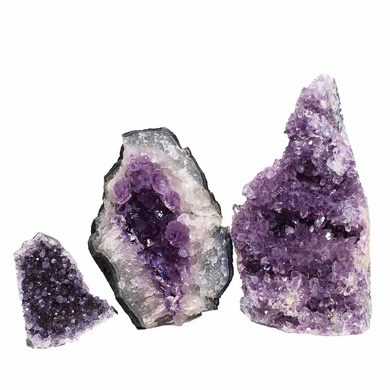 1.55kg Amethyst Crystal Geode Specimen Set 3 Pieces P274 3 Amethyst Crystal Geode Specimen Set 3 Pieces P274 | Himalayan Salt Factory