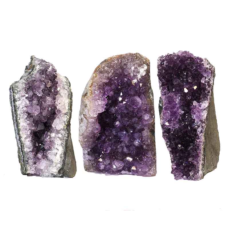 1.73kg Amethyst Crystal Geode Specimen Set 3 Pieces P341 3 Amethyst Crystal Geode Specimen Set 3 Pieces P341 | Himalayan Salt Factory