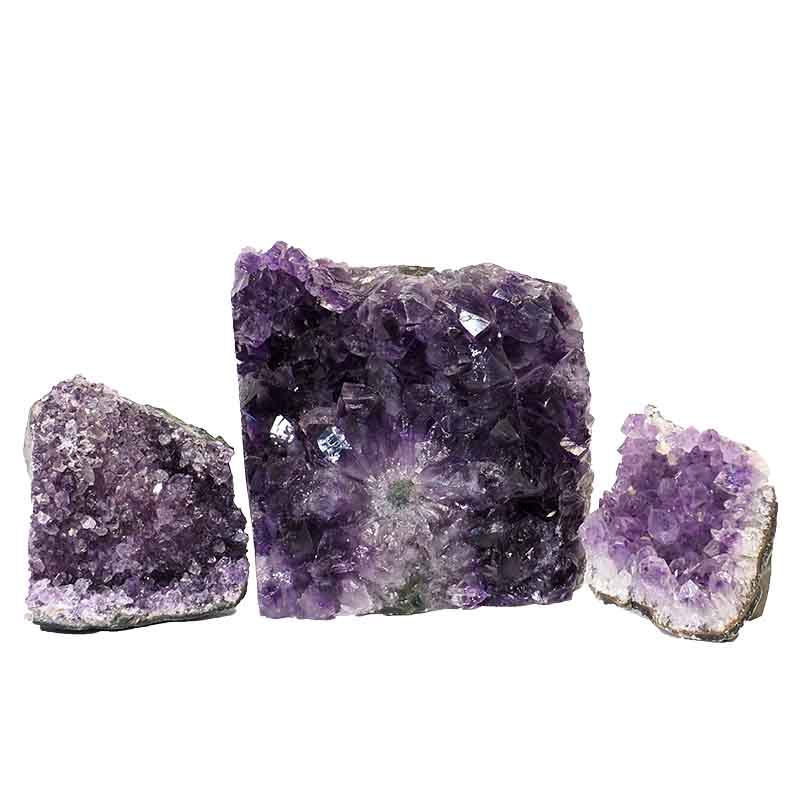 2.30kg Amethyst Crystal Geode Specimen Set 3 Pieces P344 3 Amethyst Crystal Geode Specimen Set 3 Pieces P344 | Himalayan Salt Factory