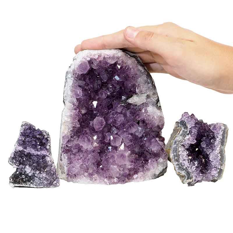 1.88kg Amethyst Crystal Geode Specimen Set 3 Pieces P381 4 Amethyst Crystal Geode Specimen Set 3 Pieces P381 | Himalayan Salt Factory