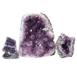 Amethyst Crystal Geode Specimen Set 3 Pieces P381 | Himalayan Salt Factory