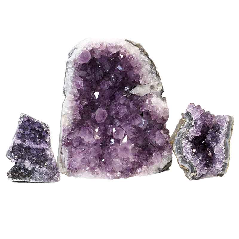 1.88kg Amethyst Crystal Geode Specimen Set 3 Pieces P381 3 Amethyst Crystal Geode Specimen Set 3 Pieces P381 | Himalayan Salt Factory