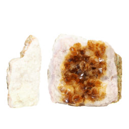 Natural Citrine Geode Specimen Set 2 Pieces P135 | Himalayan Salt Factory