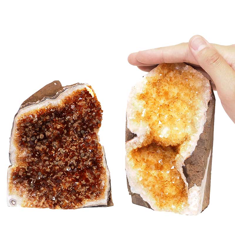 1.63kg Citrine Crystal Geode Specimen Set 2 Pieces P156 4 Citrine Crystal Geode Specimen Set 2 Pieces P156 | Himalayan Salt Factory