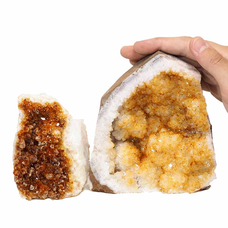 1.58kg Citrine Crystal Geode Specimen Set 2 Pieces P306 4 Citrine Crystal Geode Specimen Set 2 Pieces P306 | Himalayan Salt Factory