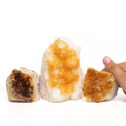 Citrine Crystal Geode Specimen Set 3 Pieces P185 | Himalayan Salt Factory