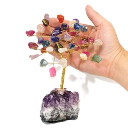 Mixed Gemstone Tree - Small | Himalayan Salt Factory