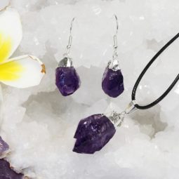 Raw Amethyst Electroformed Points Pendant and Earring Set - BREAMP | Himalayan Salt Factory